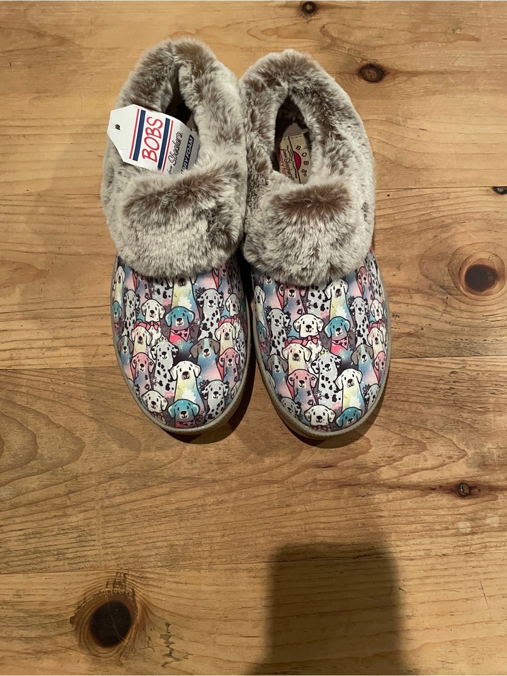 NWT Bob’s Sketchers Memory Foam Dog slippers faux fur comfort whimsical 7